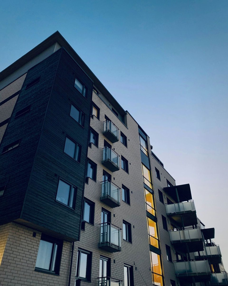 Modern mid-rise residential architecture in Bengaluru at golden hour